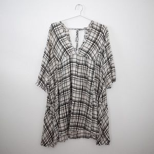 Carly Jean Los Angeles Gauzy Plaid Babydoll Dress Size Medium